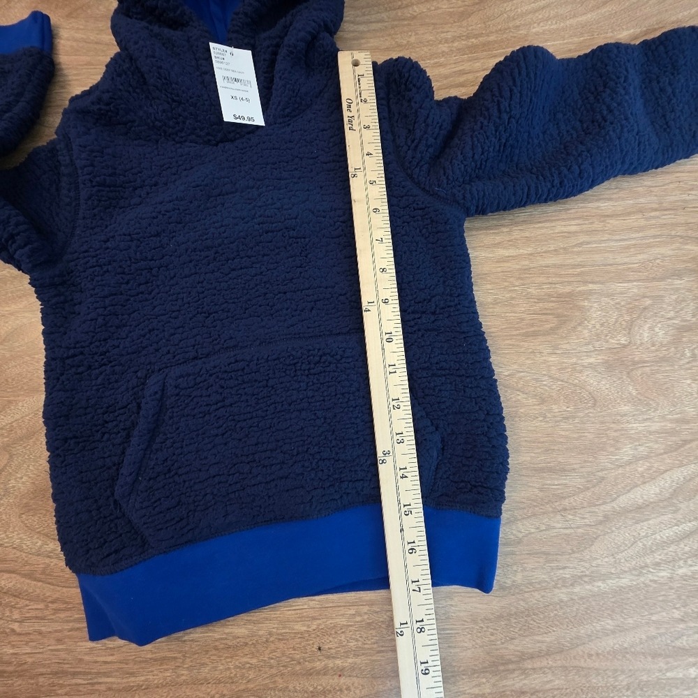 Lands' End Hoodie Kids XS 4-5 Deep Sea Navy Sherpa Fleece Blue New BIN O - Picture 8 of 14